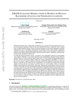 XMAM:X-raying Models with A Matrix to Reveal Backdoor Attacks for
  Federated Learning