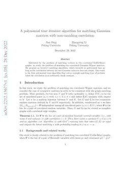 A polynomial time iterative algorithm for matching Gaussian matrices
  with non-vanishing correlation