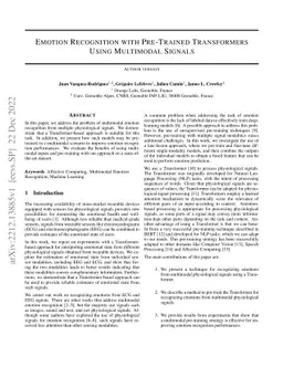 Emotion Recognition with Pre-Trained Transformers Using Multimodal
  Signals