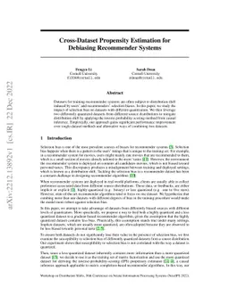 Cross-Dataset Propensity Estimation for Debiasing Recommender Systems