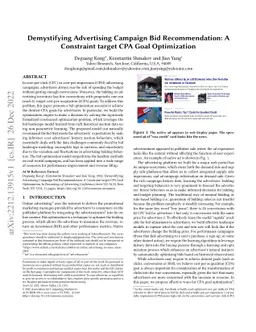 Demystifying Advertising Campaign Bid Recommendation: A Constraint
  target CPA Goal Optimization