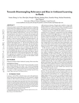 Towards Disentangling Relevance and Bias in Unbiased Learning to Rank