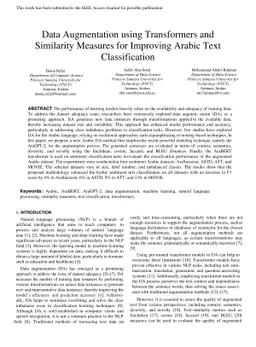 Data Augmentation using Transformers and Similarity Measures for
  Improving Arabic Text Classification