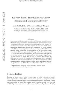 Extreme Image Transformations Affect Humans and Machines Differently