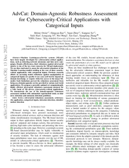 AdvCat: Domain-Agnostic Robustness Assessment for Cybersecurity-Critical
  Applications with Categorical Inputs