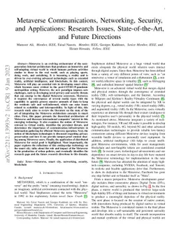 Metaverse Communications, Networking, Security, and Applications:
  Research Issues, State-of-the-Art, and Future Directions