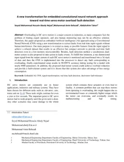 A new transformation for embedded convolutional neural network approach
  toward real-time servo motor overload fault-detection