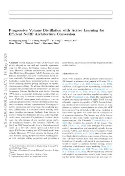 Progressive Volume Distillation with Active Learning for Efficient NeRF
  Architecture Conversion