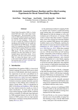 WikiGoldSK: Annotated Dataset, Baselines and Few-Shot Learning
  Experiments for Slovak Named Entity Recognition
