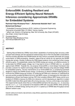 EnforceSNN: Enabling Resilient and Energy-Efficient Spiking Neural
  Network Inference considering Approximate DRAMs for Embedded Systems
