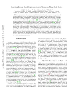 Learning Energy-Based Representations of Quantum Many-Body States