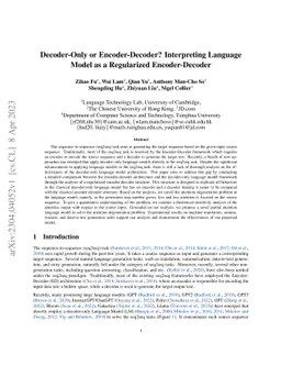 Decoder-Only or Encoder-Decoder? Interpreting Language Model as a
  Regularized Encoder-Decoder