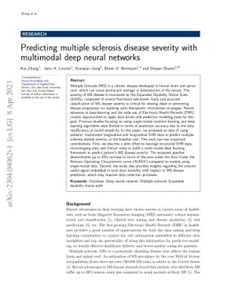 Predicting multiple sclerosis disease severity with multimodal deep
  neural networks