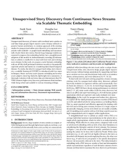 Unsupervised Story Discovery from Continuous News Streams via Scalable
  Thematic Embedding