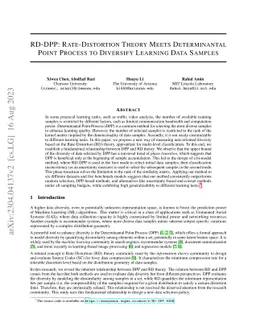 RD-DPP: Rate-Distortion Theory Meets Determinantal Point Process to
  Diversify Learning Data Samples