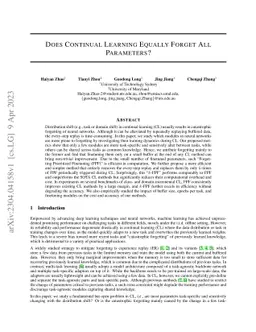 Does Continual Learning Equally Forget All Parameters?