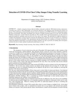 Detection of COVID19 in Chest X-Ray Images Using Transfer Learning
