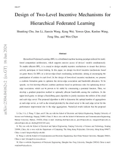 Design of Two-Level Incentive Mechanisms for Hierarchical Federated
  Learning