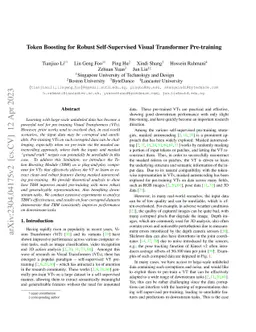Token Boosting for Robust Self-Supervised Visual Transformer
  Pre-training