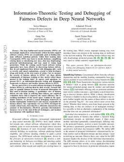 Information-Theoretic Testing and Debugging of Fairness Defects in Deep
  Neural Networks