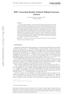 RISC: Generating Realistic Synthetic Bilingual Insurance Contract