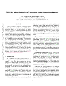 CLVOS23: A Long Video Object Segmentation Dataset for Continual Learning