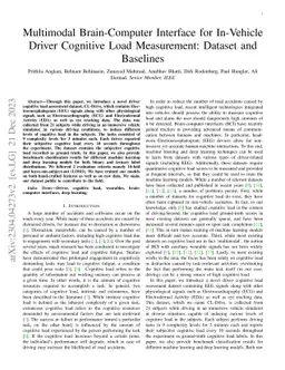 Multimodal Brain-Computer Interface for In-Vehicle Driver Cognitive Load
  Measurement: Dataset and Baselines
