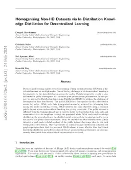 Homogenizing Non-IID datasets via In-Distribution Knowledge Distillation
  for Decentralized Learning