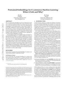Pretrained Embeddings for E-commerce Machine Learning: When it Fails and
  Why?