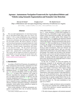 Agronav: Autonomous Navigation Framework for Agricultural Robots and
  Vehicles using Semantic Segmentation and Semantic Line Detection
