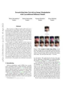 Towards Real-time Text-driven Image Manipulation with Unconditional
  Diffusion Models