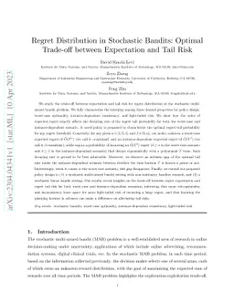 Regret Distribution in Stochastic Bandits: Optimal Trade-off between Expectation and Tail Risk
