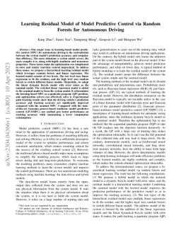 Learning Residual Model of Model Predictive Control via Random Forests
  for Autonomous Driving