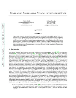 Generating Adversarial Attacks in the Latent Space