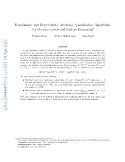 Randomized and Deterministic Attention Sparsification Algorithms for
  Over-parameterized Feature Dimension