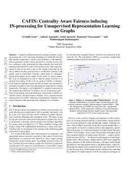 CAFIN: Centrality Aware Fairness inducing IN-processing for Unsupervised
  Representation Learning on Graphs