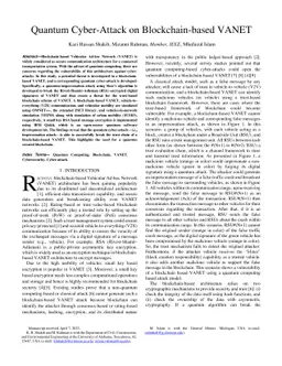 Quantum Cyber-Attack on Blockchain-based VANET