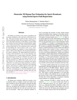 Monocular 3D Human Pose Estimation for Sports Broadcasts using Partial
  Sports Field Registration