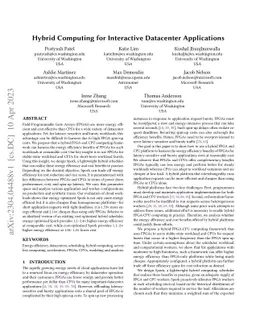 Hybrid Computing for Interactive Datacenter Applications