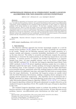 Approximate Primal-Dual Fixed-Point based Langevin Algorithms for
  Non-smooth Convex Potentials