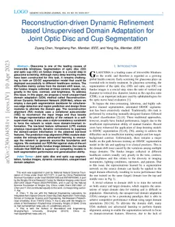 Reconstruction-driven Dynamic Refinement based Unsupervised Domain
  Adaptation for Joint Optic Disc and Cup Segmentation