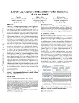 LADER: Log-Augmented DEnse Retrieval for Biomedical Literature Search