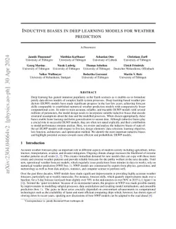 Inductive biases in deep learning models for weather prediction