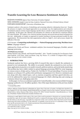 Transfer Learning for Low-Resource Sentiment Analysis