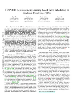 RESPECT: Reinforcement Learning based Edge Scheduling on Pipelined Coral
  Edge TPUs