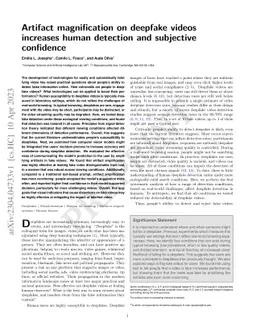 Artifact magnification on deepfake videos increases human detection and
  subjective confidence