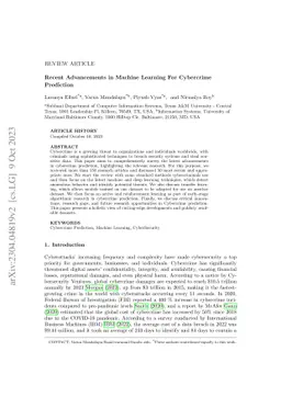 Recent Advancements in Machine Learning For Cybercrime Prediction