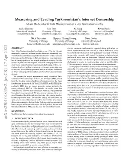 Measuring and Evading Turkmenistan's Internet Censorship: A Case Study
  in Large-Scale Measurements of a Low-Penetration Country