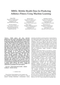 MHfit: Mobile Health Data for Predicting Athletics Fitness Using Machine
  Learning