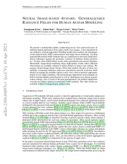 Neural Image-based Avatars: Generalizable Radiance Fields for Human
  Avatar Modeling